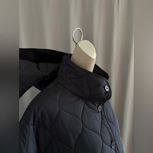 COS Black Quilted Hooded Poncho Cape